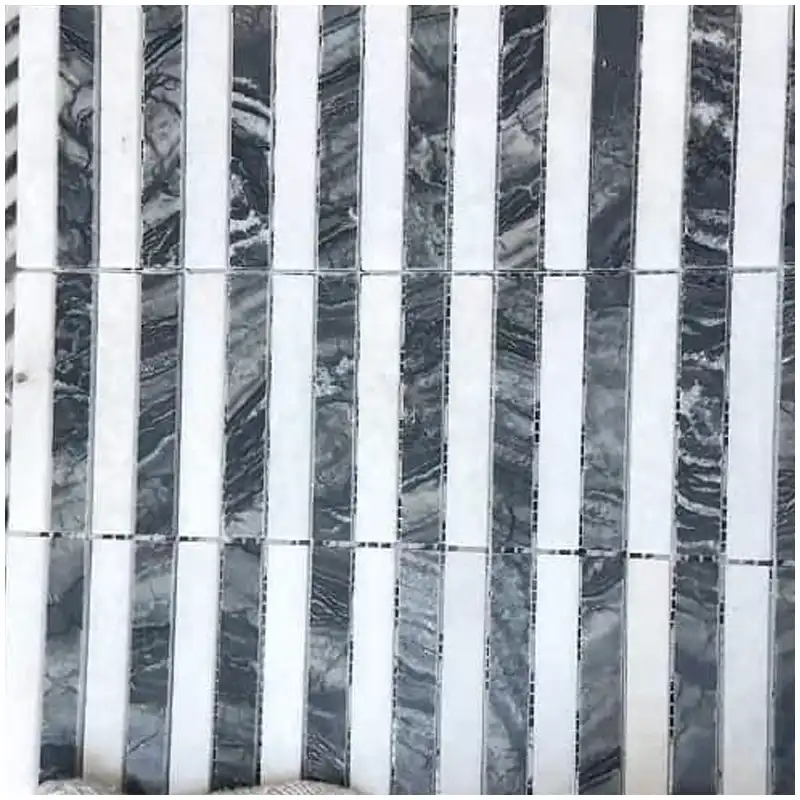 Bathroom Grey White Marble Mosaic bathroom marble mosaic with staggered grey and white natural marble strips