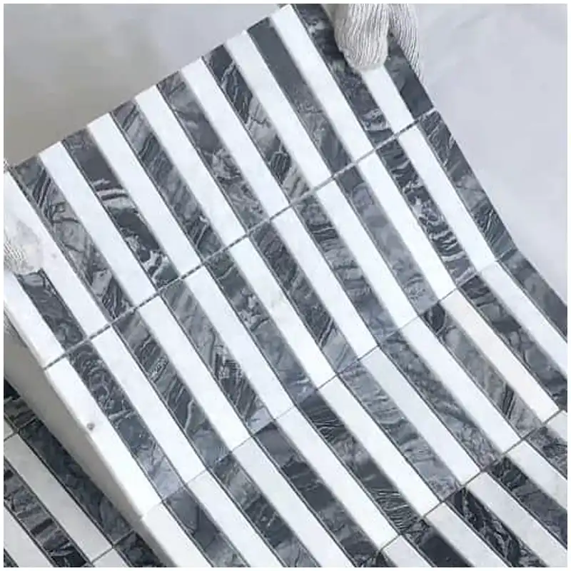 staggered linear marble mosaic