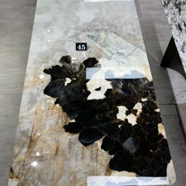 Black Diamond Pandora Quartzite Dining Table For Living Room