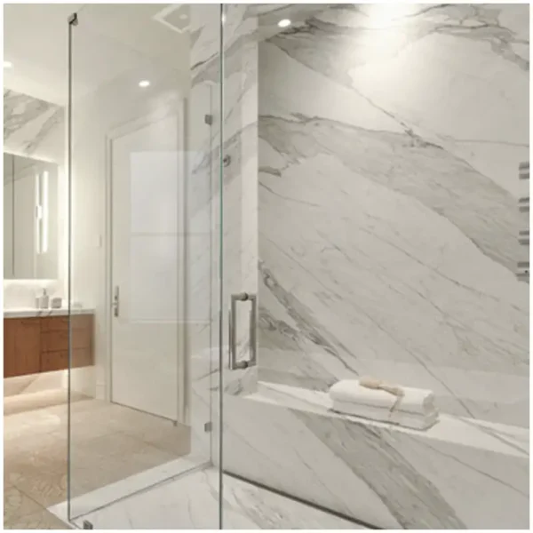 Calacatta-Marble-Vein-Layout-Before-Bathroom-Wall-Cutting
