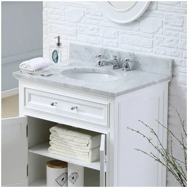 Carrara Marble Vanity Top Sink Placement, Edge Tone, Backsplash, and Full Slab Approval