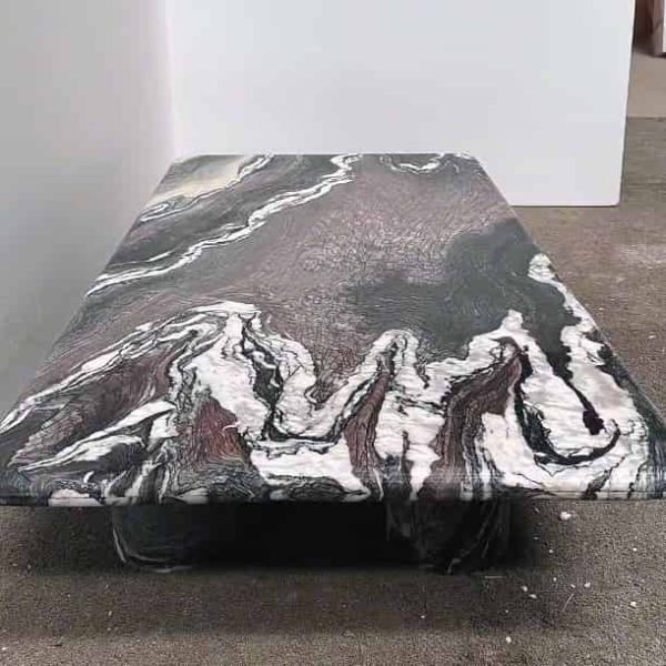 Dark Grey Purple Swirl White Vein Marble