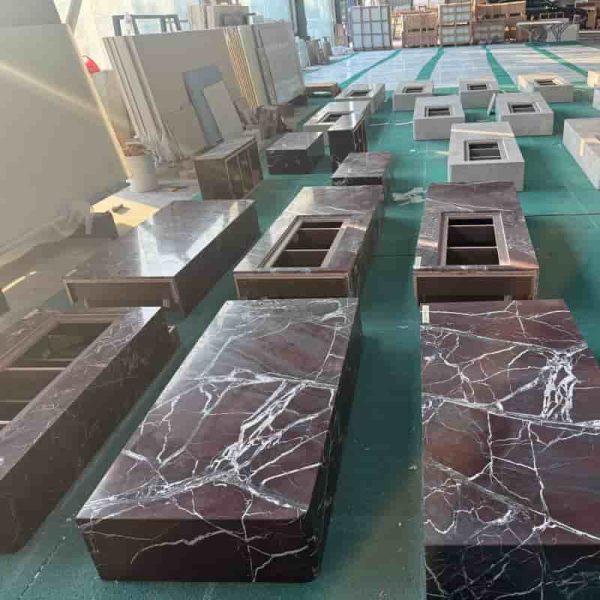 Violet Red marble sink counter